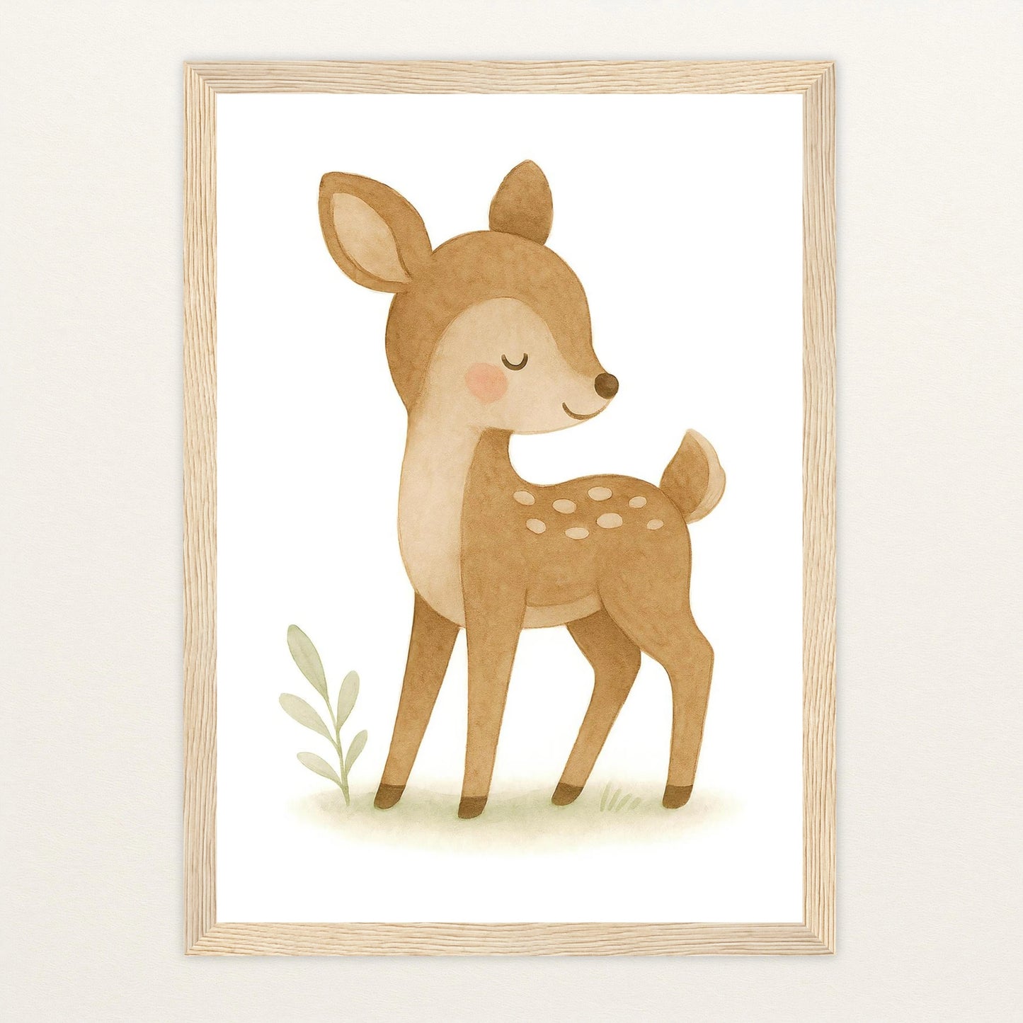 Ria das Reh Poster mit Holzrahmen von tinylearner