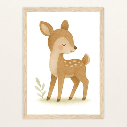 Ria das Reh Poster mit Holzrahmen von tinylearner