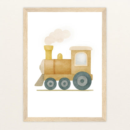 Lokomotive Poster mit Holzrahmen von tinylearner