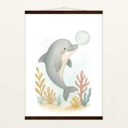 Dora der Delfin - Motiv: "Luftblase" Poster mit Leisten von tinylearner