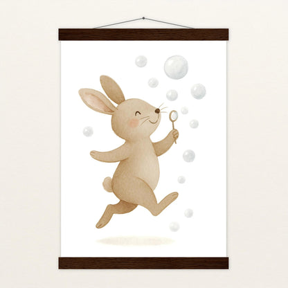 Holly der Hase - Motiv: "Seifenblasen" Poster mit Leisten von tinylearner