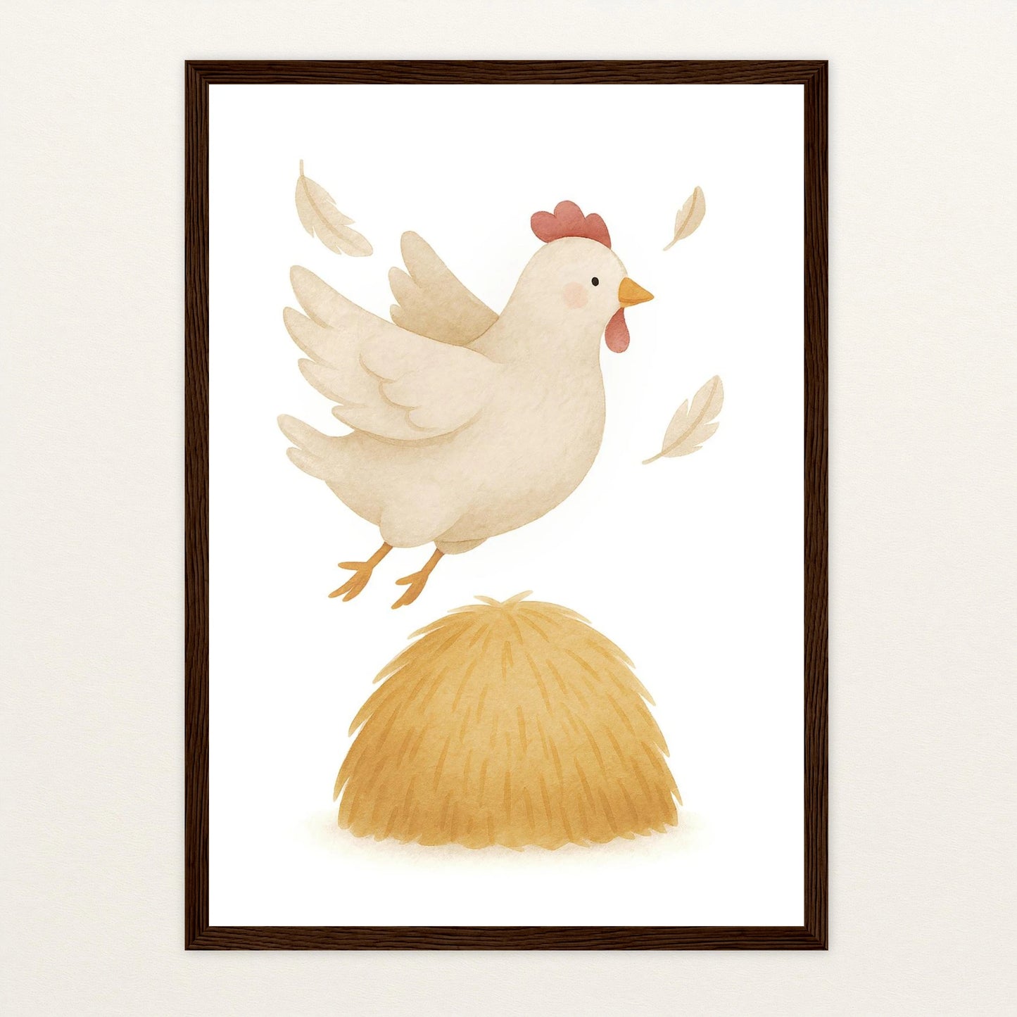 Hanni das Huhn - Motiv: "Heu" Poster mit Holzrahmen von tinylearner