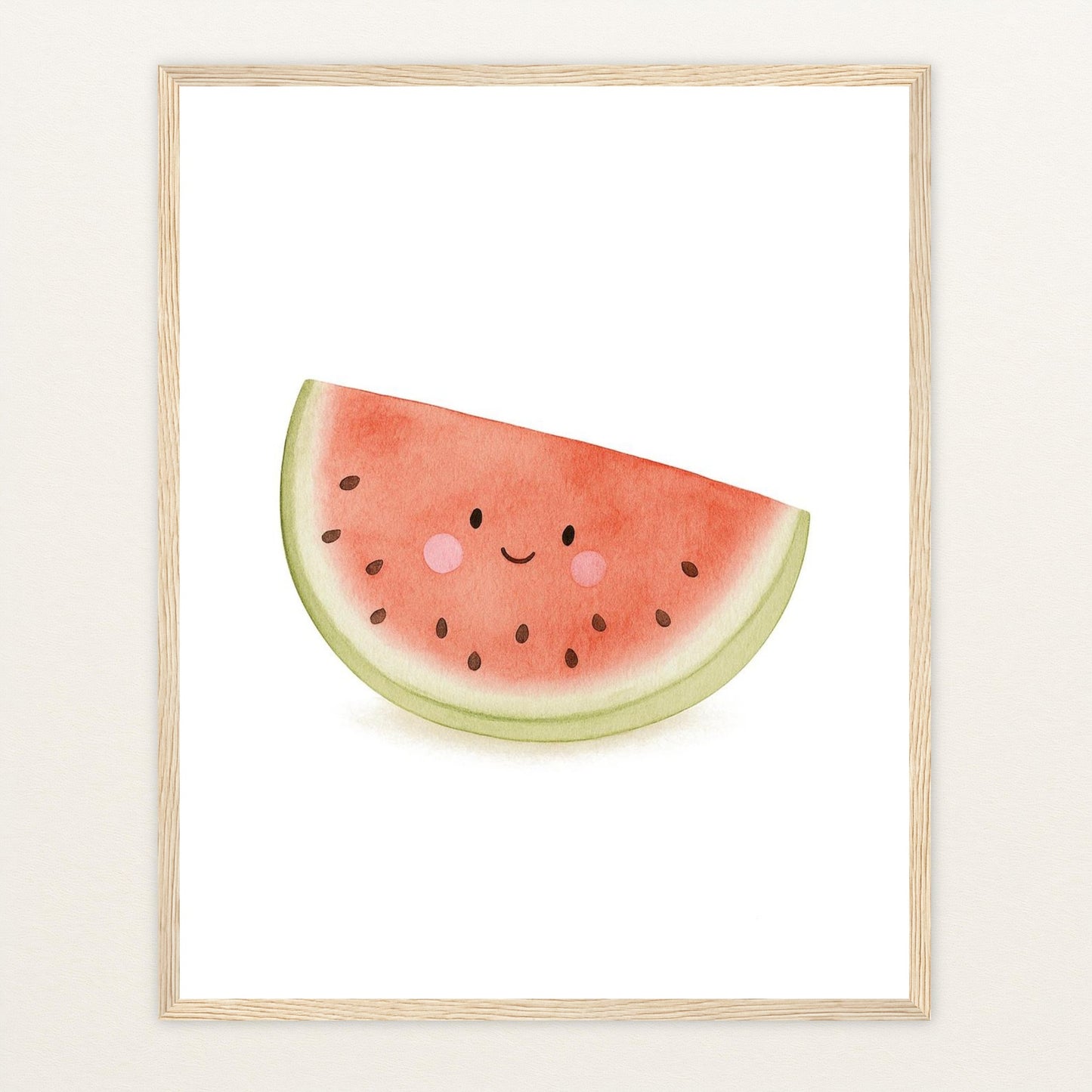 Obst: Melone Poster mit Holzrahmen von tinylearner