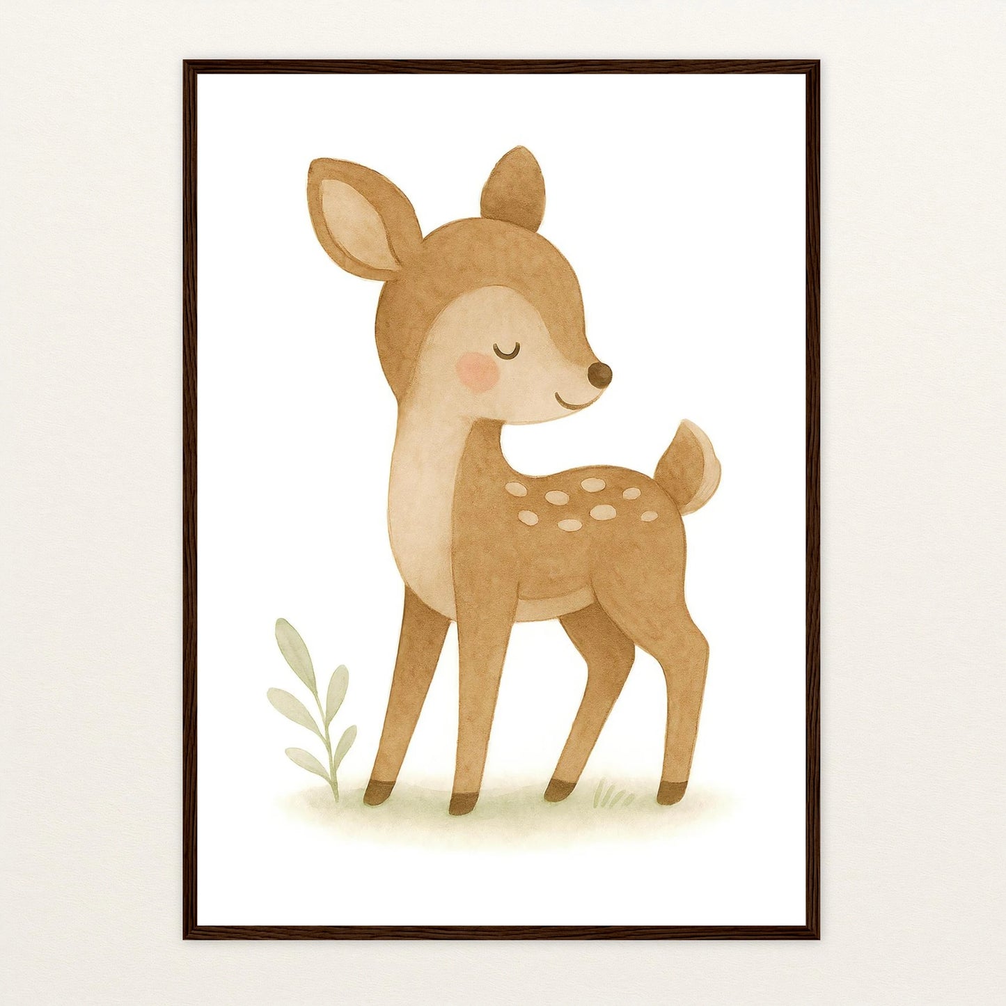 Ria das Reh Poster mit Holzrahmen von tinylearner