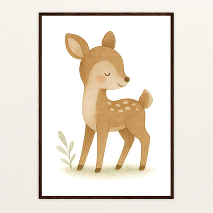 Ria das Reh Poster mit Holzrahmen von tinylearner