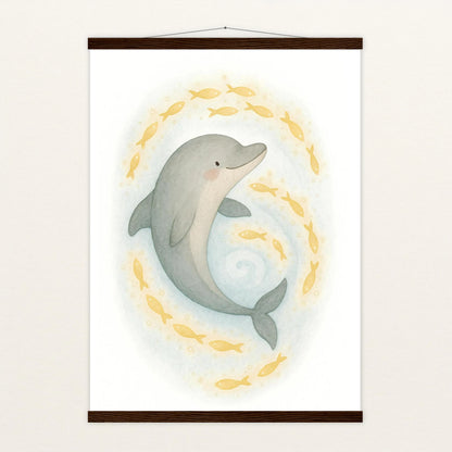 Dora der Delfin - Motiv: "Leuchtfische" Poster mit Leisten von tinylearner