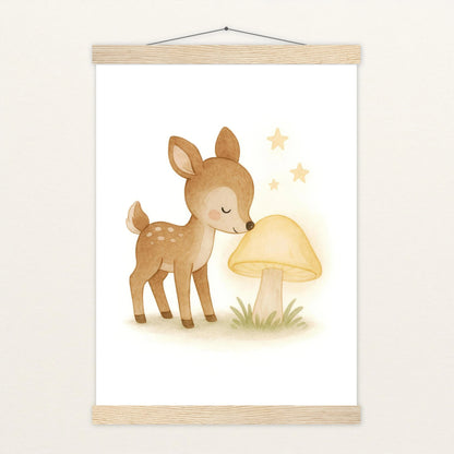 Ria das Reh - Motiv: "Leuchtpilz" Poster mit Leisten von tinylearner