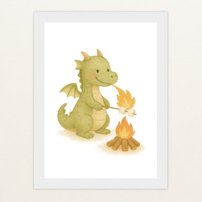 Drax der Drache - Motiv: "Marshmallows" Poster mit Holzrahmen von tinylearner