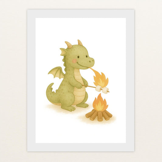 Drax der Drache - Motiv: "Marshmallows" Poster mit Holzrahmen von tinylearner