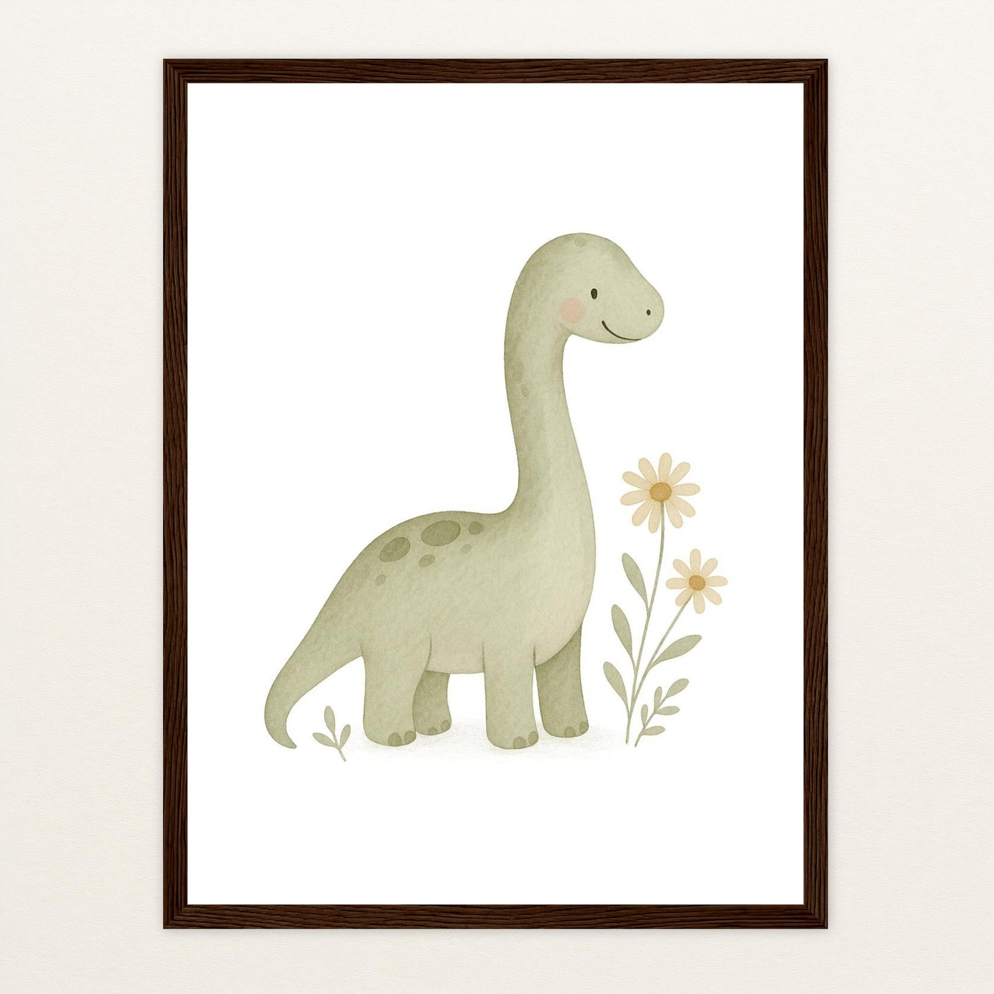 Dinosaurier Brachiosaurus Poster mit Holzrahmen von tinylearner