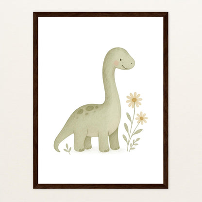 Dinosaurier Brachiosaurus Poster mit Holzrahmen von tinylearner