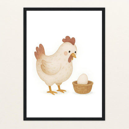 Hanni das Huhn - Motiv: "Ei" Poster mit Holzrahmen von tinylearner