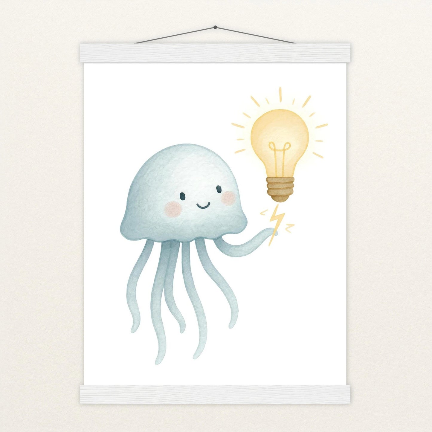 Quinn die Qualle - Motiv: "Glühbirne" Poster mit Leisten von tinylearner