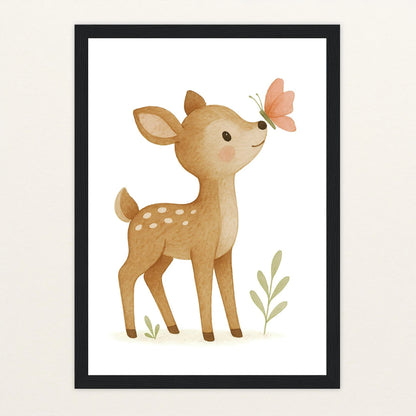 Ria das Reh - Motiv: "Schmetterling" Poster mit Holzrahmen von tinylearner