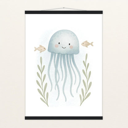 Quinn die Qualle Poster mit Leisten von tinylearner