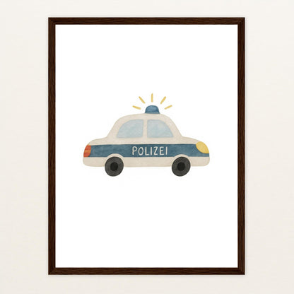 Polizei Poster mit Holzrahmen von tinylearner