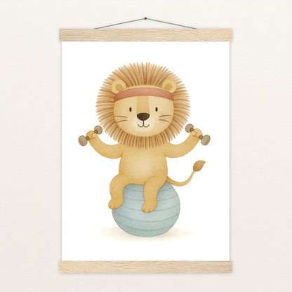Leo der Löwe - Motiv: "Workout" Poster mit Leisten von tinylearner