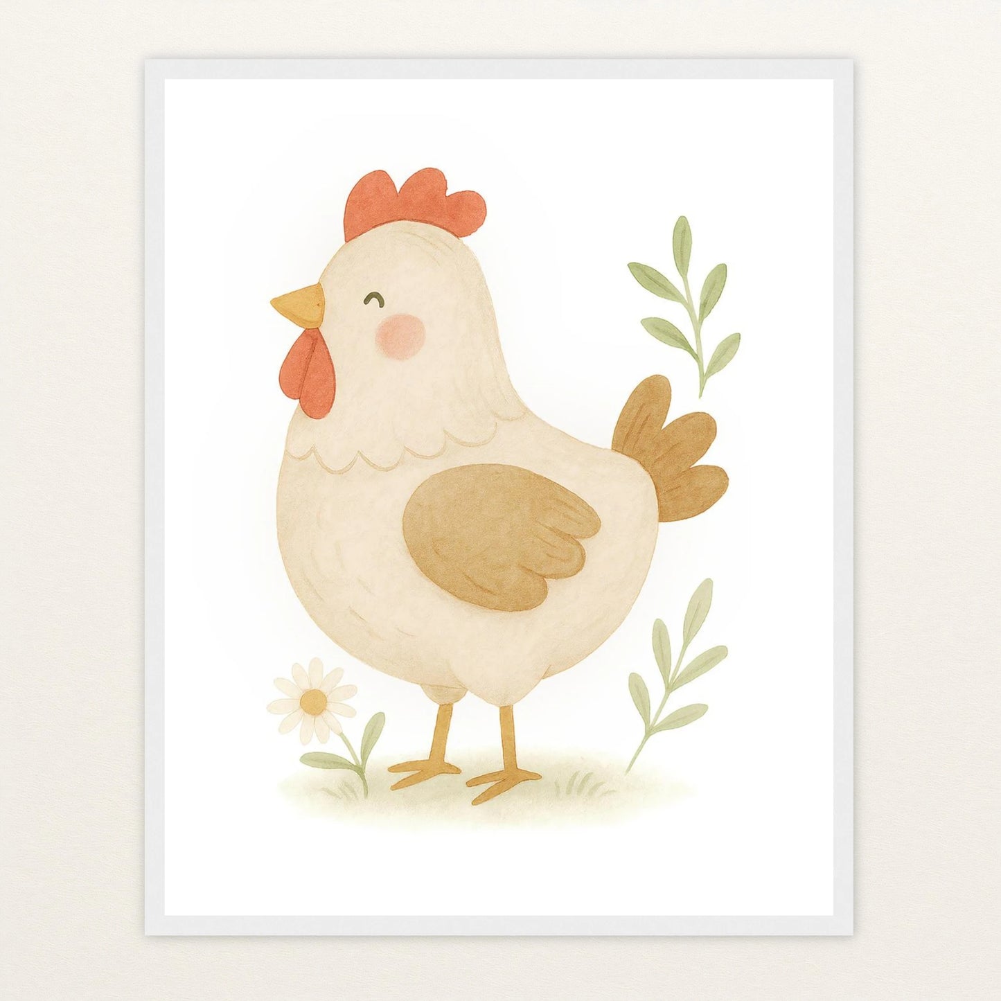 Hanni das Huhn Poster mit Holzrahmen von tinylearner
