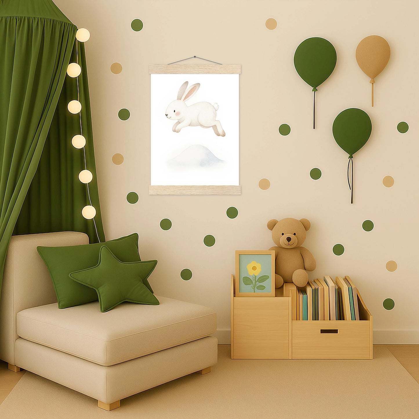 Sina der Schneehase - Motiv: "Schneehügel" Poster mit Leisten von tinylearner