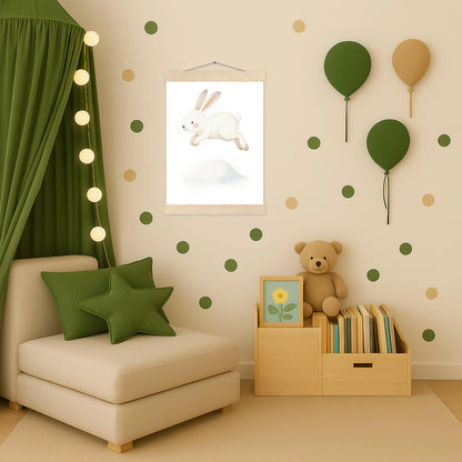 Sina der Schneehase - Motiv: "Schneehügel" Poster mit Leisten von tinylearner