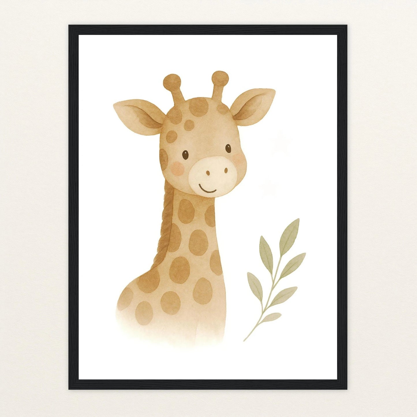 Greta die Giraffe Poster mit Holzrahmen von tinylearner