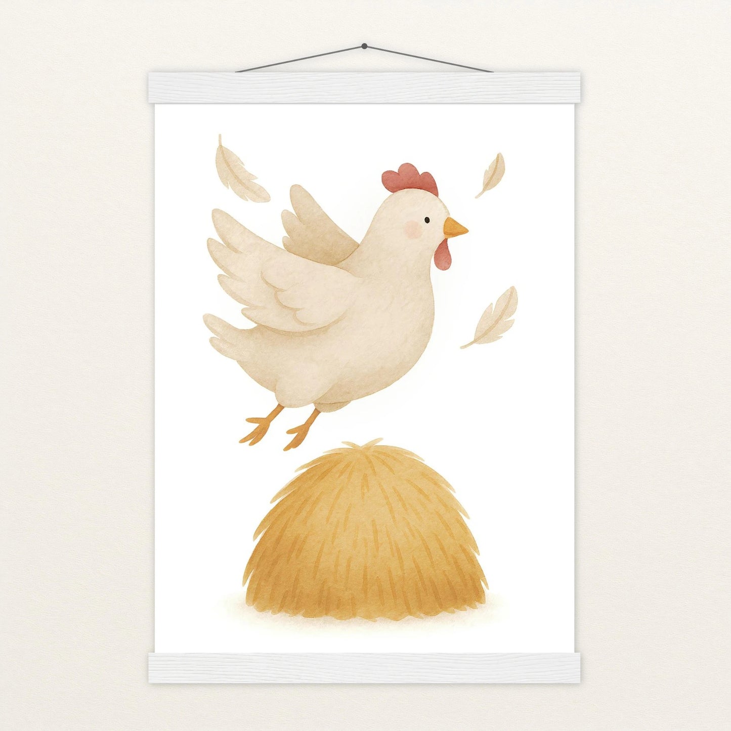 Hanni das Huhn - Motiv: "Heu" Poster mit Leisten von tinylearner