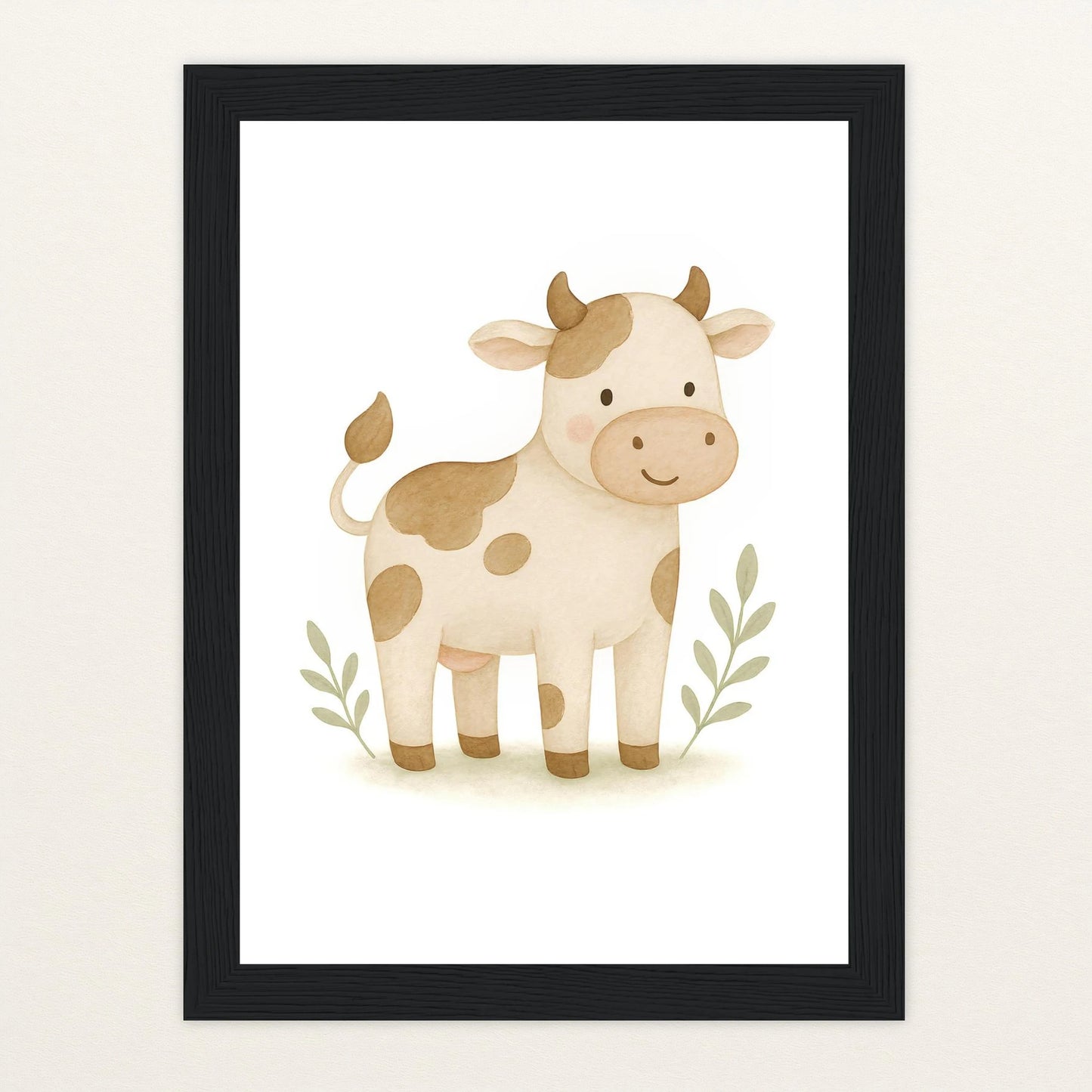Klara die Kuh Poster mit Holzrahmen von tinylearner