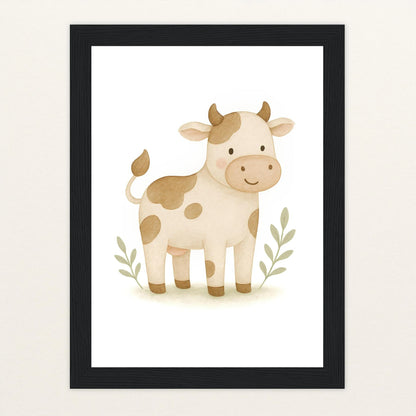 Klara die Kuh Poster mit Holzrahmen von tinylearner