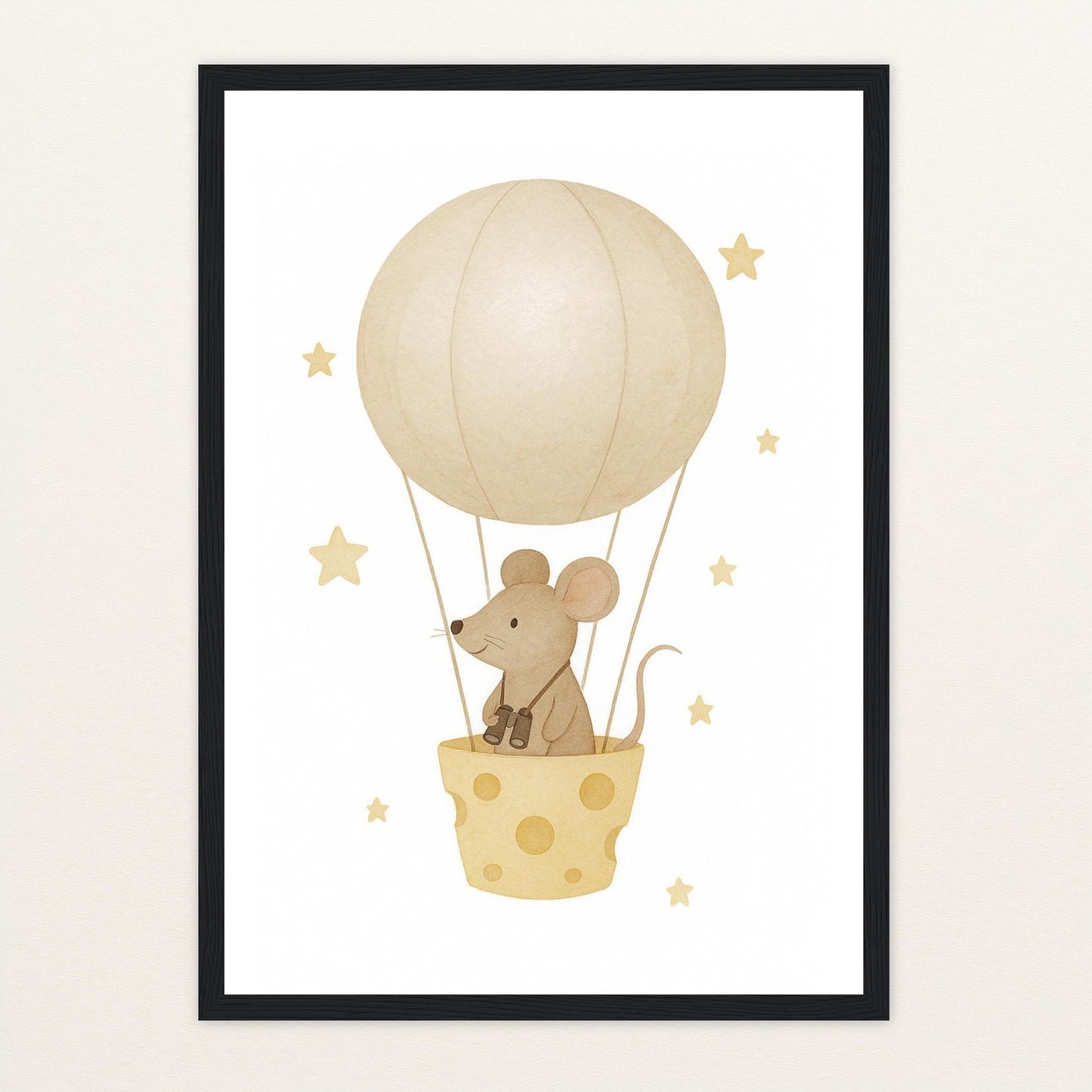 Mimi die Maus - Motiv: "Heißluftballon" Poster mit Holzrahmen von tinylearner