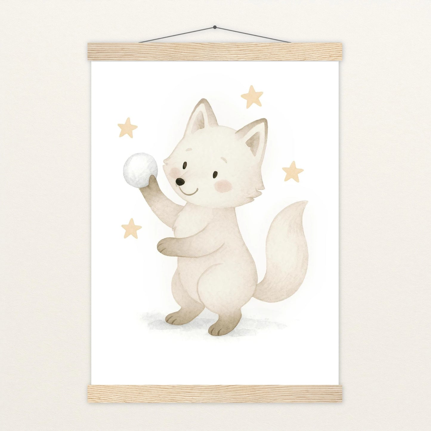 Pino der Polarfuchs - Motiv: "Schneeball" Poster mit Leisten von tinylearner