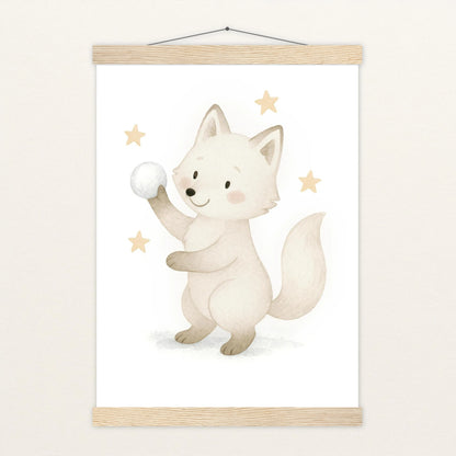 Pino der Polarfuchs - Motiv: "Schneeball" Poster mit Leisten von tinylearner