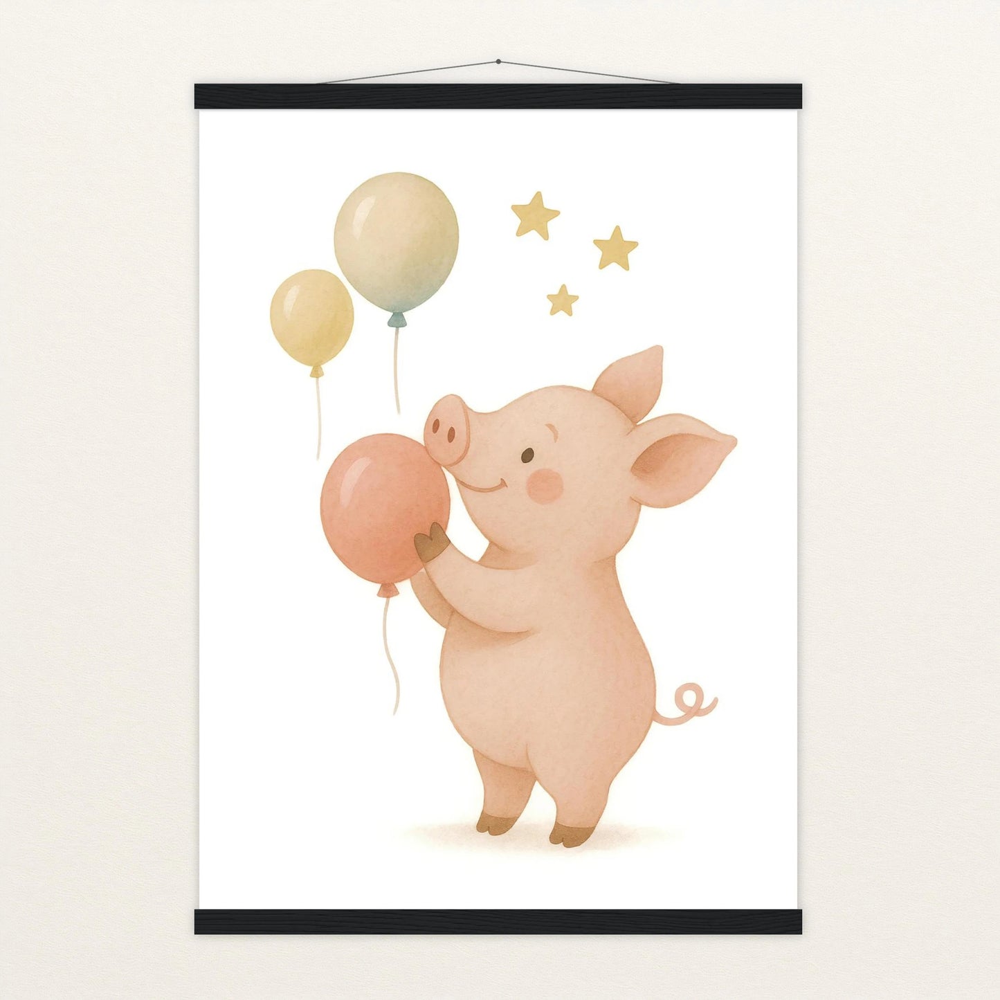 Susi das Schwein - Motiv: "Ballons" Poster mit Leisten von tinylearner