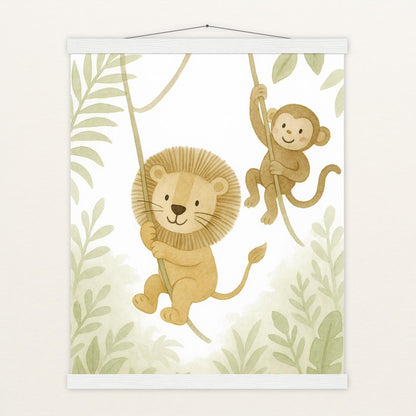 Tierfreunde - Motiv: "Lianen" Poster mit Leisten von tinylearner