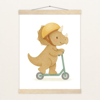 Dinosaurier Triceratops - Motiv: "Roller" Poster mit Leisten von tinylearner