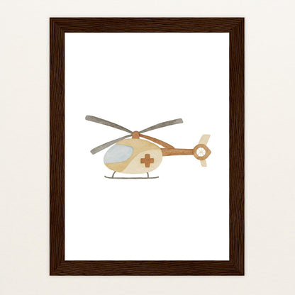 Rettungshubschrauber Poster mit Holzrahmen von tinylearner