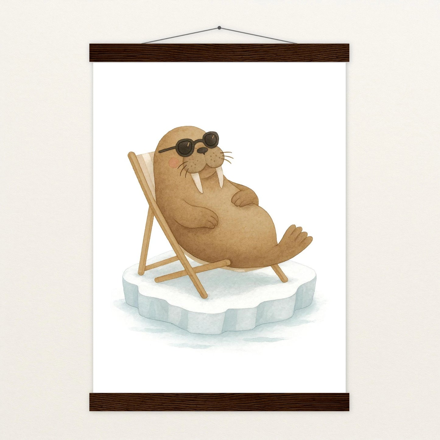 Wally das Walross - Motiv: "Liegestuhl" Poster mit Leisten von tinylearner