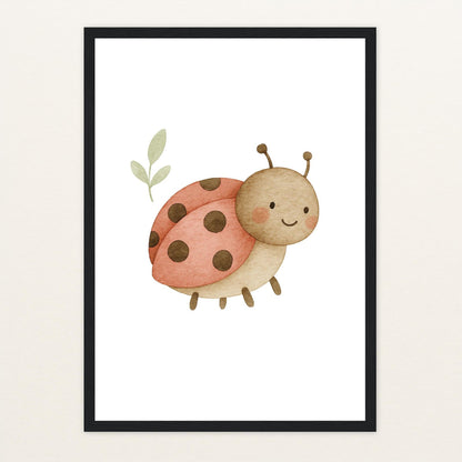 Marie der Marienenkäfer Poster mit Holzrahmen von tinylearner
