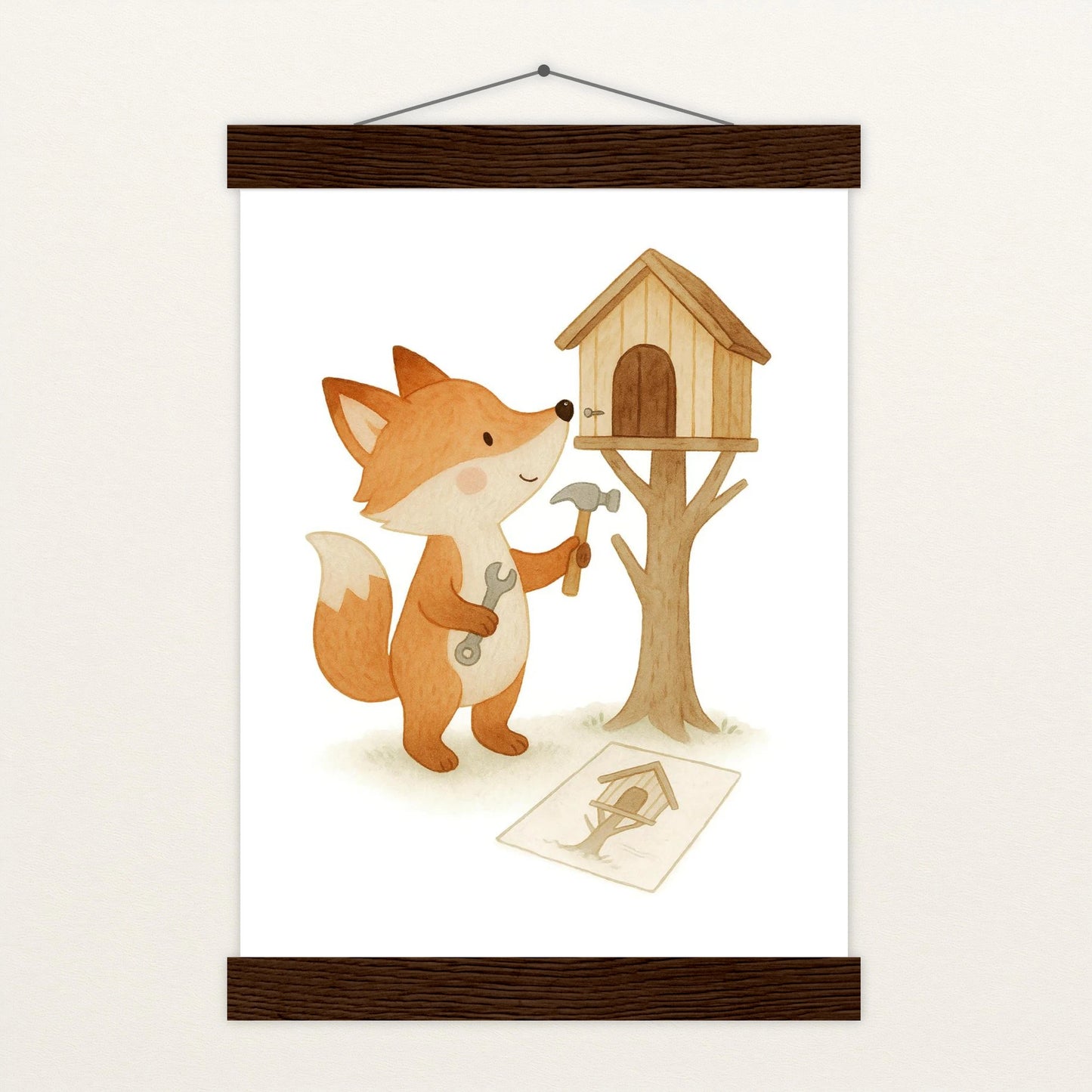 Finnegan der Fuchs - Motiv: "Baumhaus" Poster mit Leisten von tinylearner