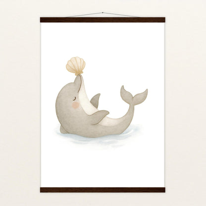 Dora der Delfin - Motiv: "Muschel" Poster mit Leisten von tinylearner