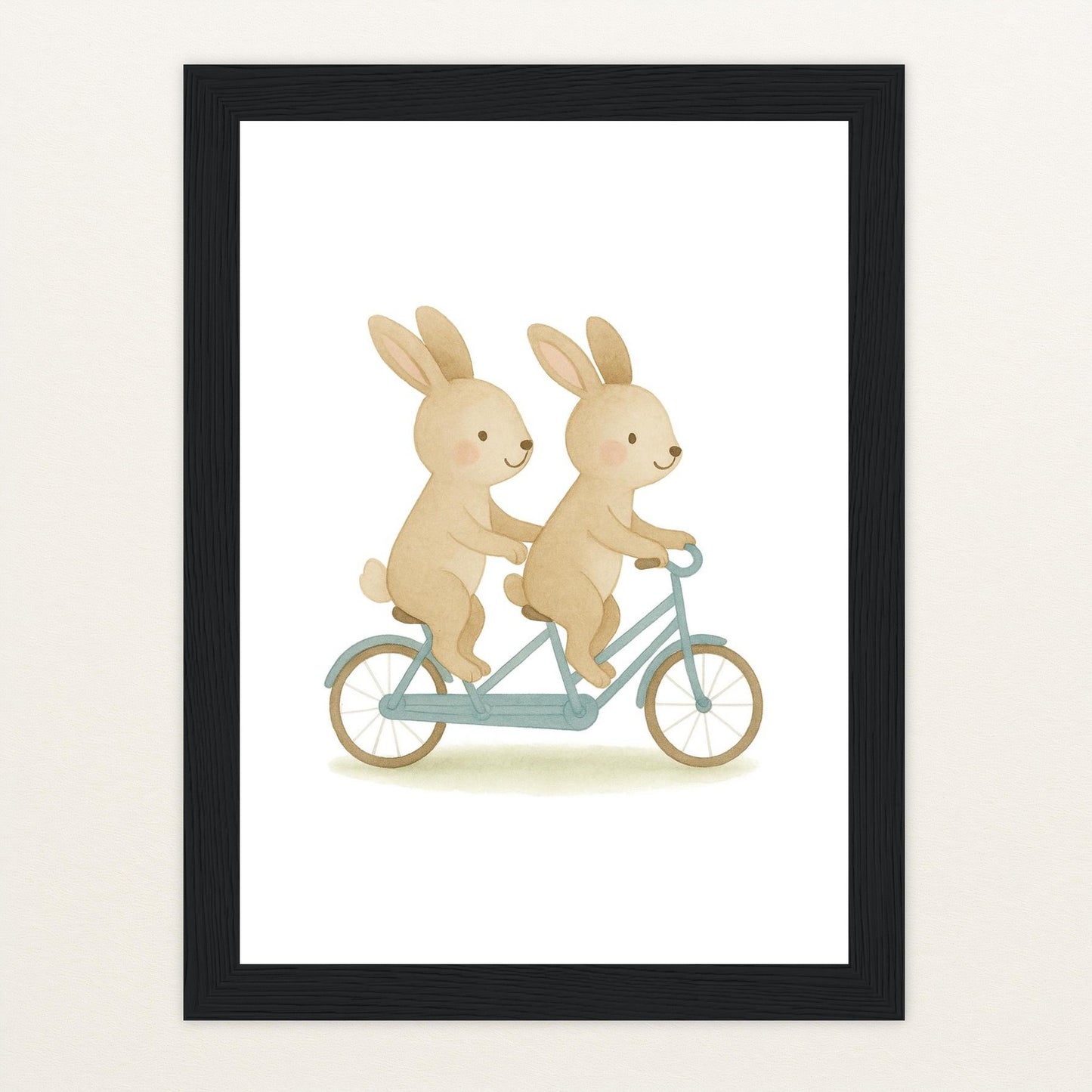 Holly der Hase - Motiv: "Tandem" Poster mit Holzrahmen von tinylearner