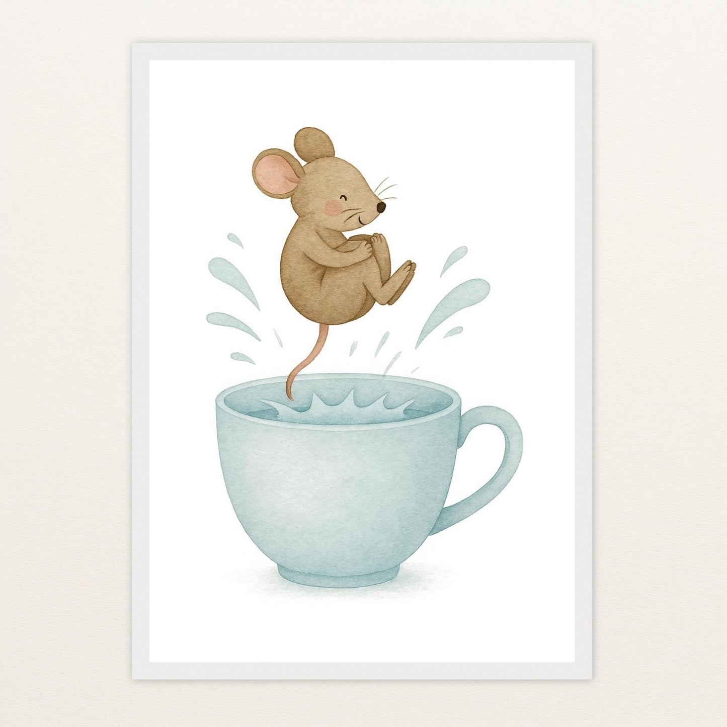 Mimi die Maus - Motiv: "Pool" Poster mit Holzrahmen von tinylearner