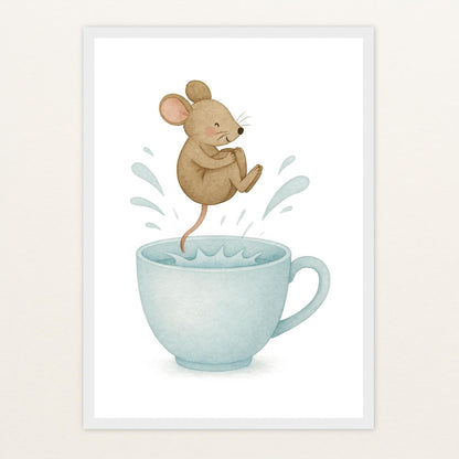 Mimi die Maus - Motiv: "Pool" Poster mit Holzrahmen von tinylearner