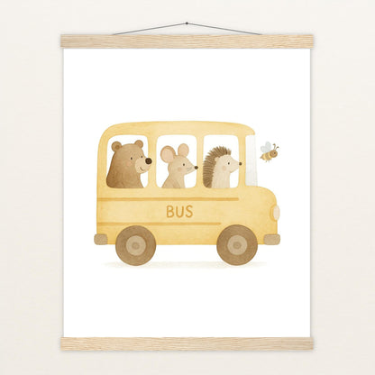 Tierfreunde - Motiv: "Schulbus" Poster mit Leisten von tinylearner