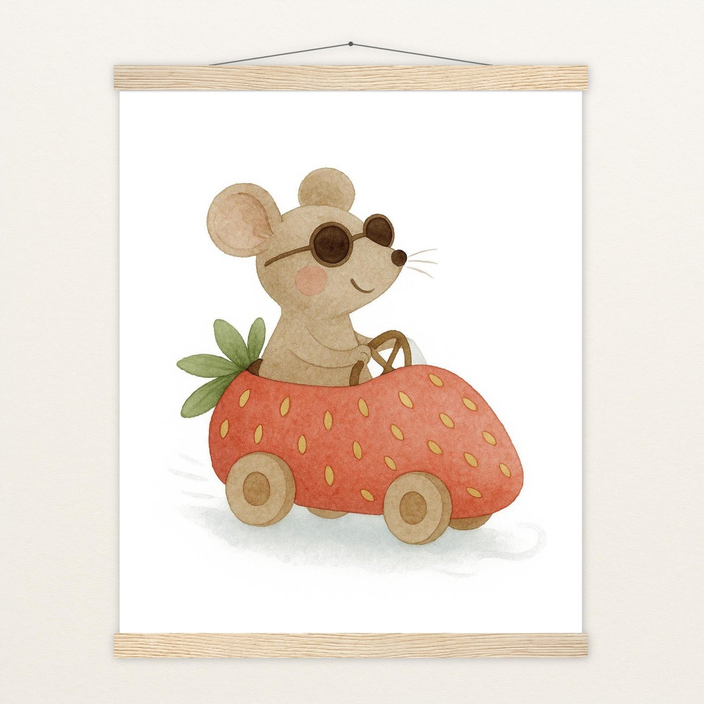 Mimi die Maus - Motiv: "Erdbeerwagen" Poster mit Leisten von tinylearner