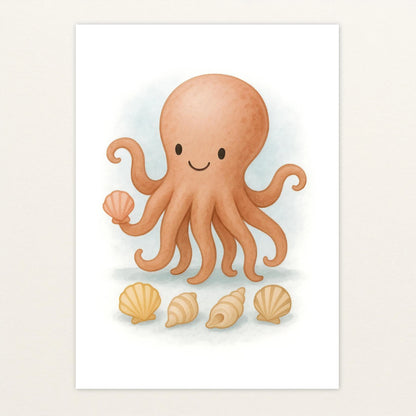 Tilli der Tintenfisch - Motiv: "Muscheln" Poster von tinylearner