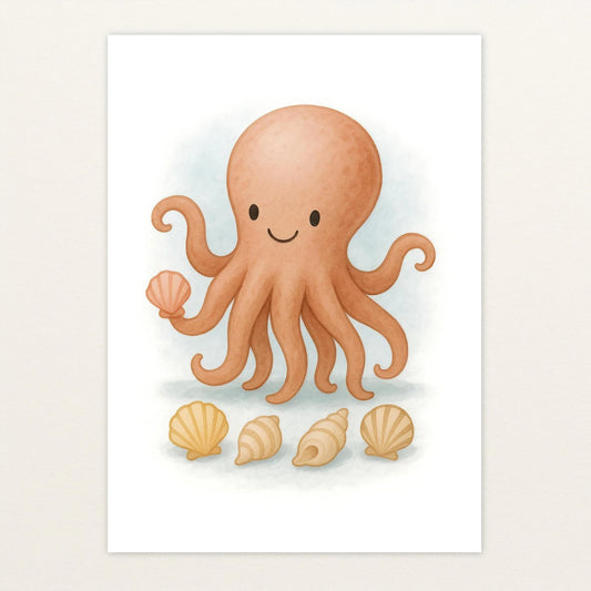 Tilli der Tintenfisch - Motiv: "Muscheln" Poster von tinylearner