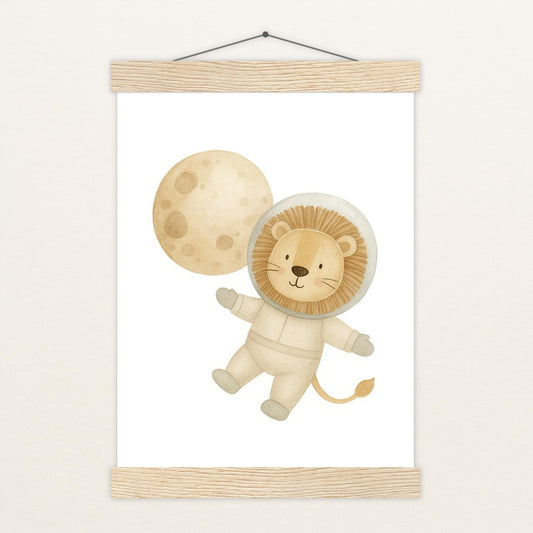 Leo der Löwe - Motiv: "Astronaut" Poster mit Leisten von tinylearner