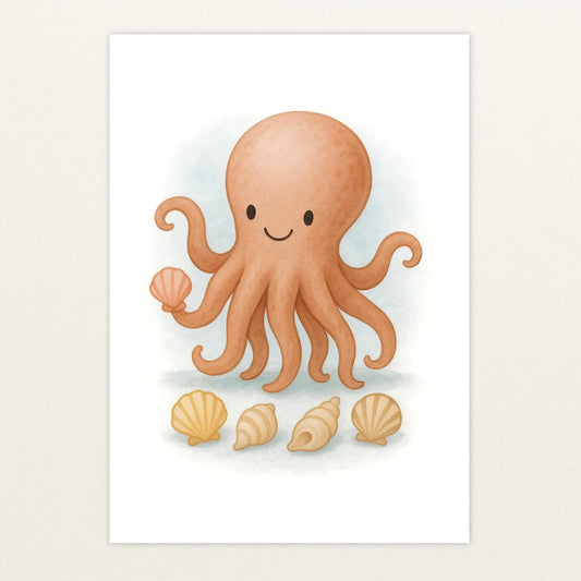 Tilli der Tintenfisch - Motiv: "Muscheln" Poster von tinylearner