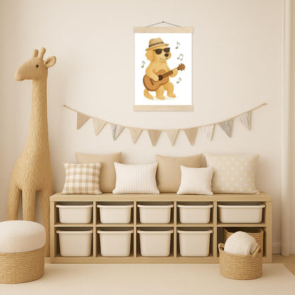 Hugo der Hund - Motiv: "Gitarre" Poster mit Leisten von tinylearner