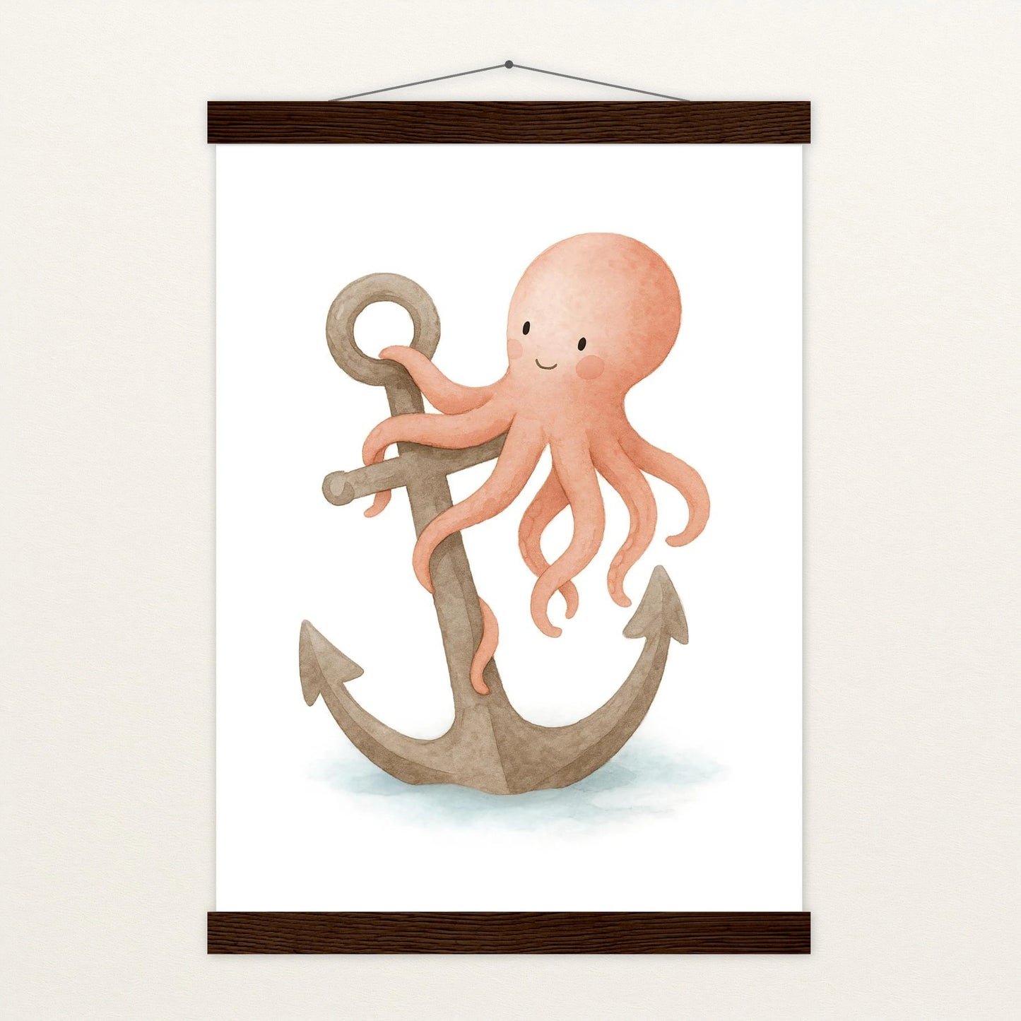 Tilli der Tintenfisch - Motiv: "Anker" Poster mit Leisten von tinylearner